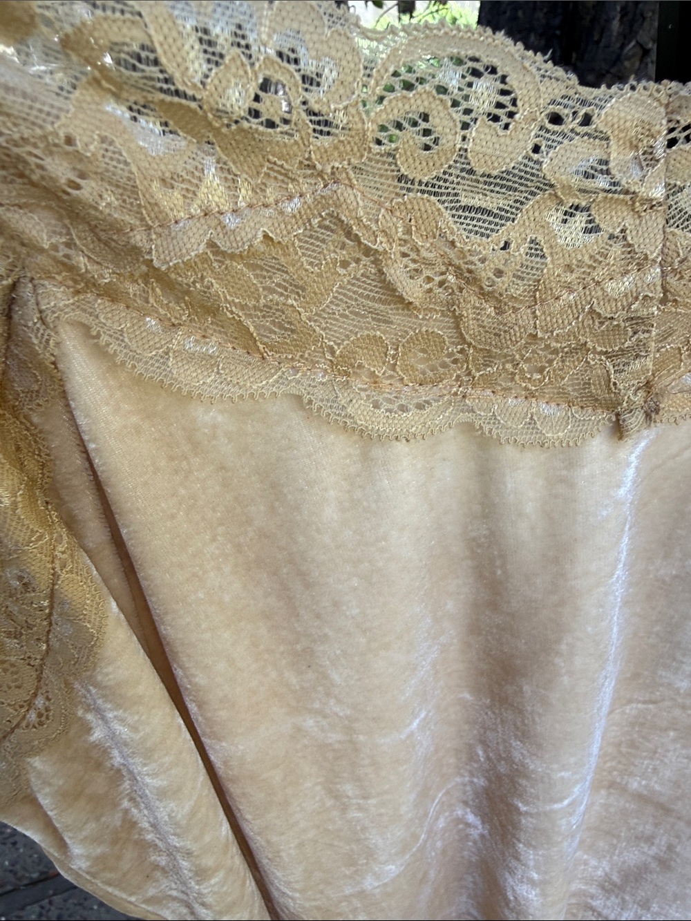 Aratta Pale Gold Lace-Trim Velvet Chemise - Picture 3 of 4